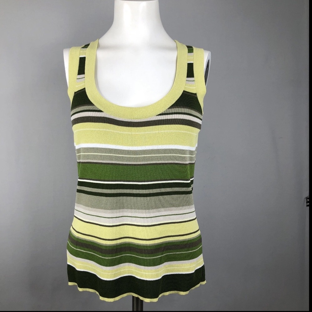 NY&Co Striped Green Y2K Knit Tank Top Size Small Vintage Retro